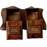 Scatola portasigarette vintage in legno e cuoio