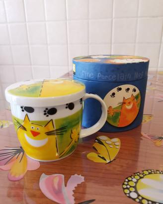 Tisaniera NUOVA in ceramica con soggetto gatto