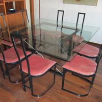 Tavolo quadrato  in acciaio e vetro