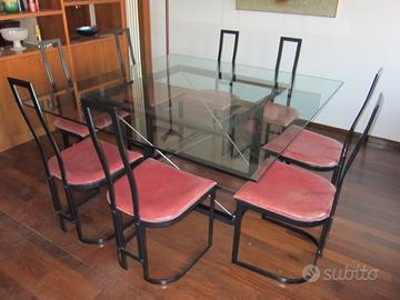 Tavolo quadrato  in acciaio e vetro