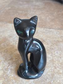 scultura gatto nero in ceramica lucida 