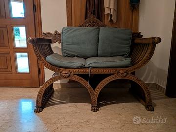 Panca poltrona intagliata stile impero