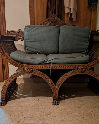 Panca poltrona intagliata stile impero