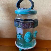 Barattolo vetro porta caramelle verde acqua