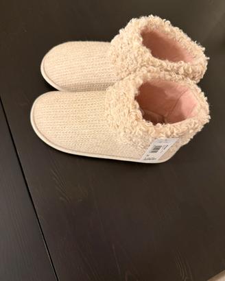 Pantofole Stivaletto Pelose Knit Beige NUOVE