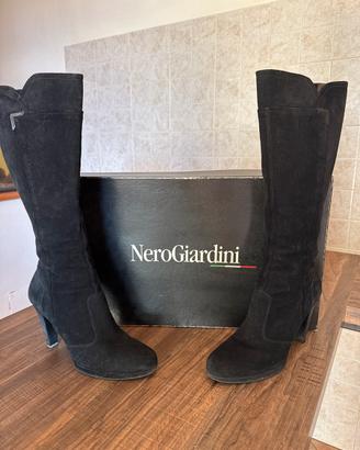 STIVALI A GAMBA ALTA (CAMOSCIO) - NERO GIARDINI