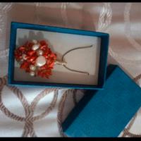 Collana in corallo rosso e perle di fiume