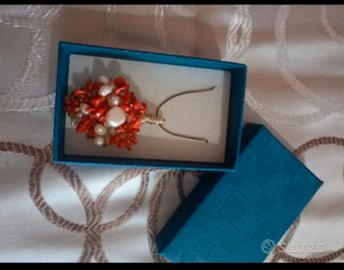 Collana in corallo rosso e perle di fiume