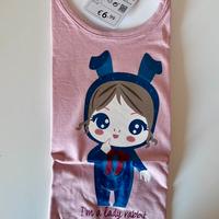 T-shirt bimba rosa stampa lady rabbit 9-12 mesi