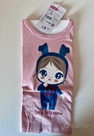 T-shirt bimba rosa stampa lady rabbit 9-12 mesi