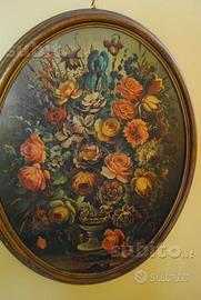 Natura morta ovale in cornice dorata