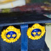 Vintage Sporrong & Co. Gold Plate Blue Enamel Swed