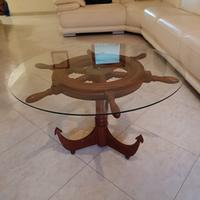 tavolino stile marinaro con ripiano in vetro
