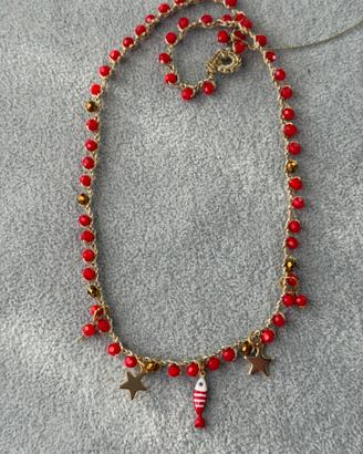 Choker Collana artigianale Uncinetto Cristalli