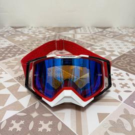 Maschera motocross Progrip lente specchiata blu