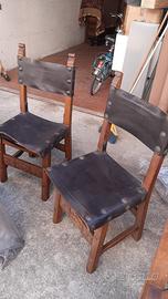 Sedie legno e cuoio