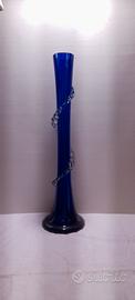 vaso vintage in vetro blu cobalto 