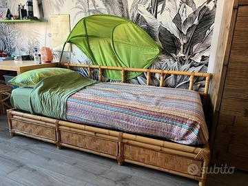 Letto una piazza in rattan