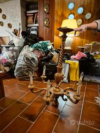 lampadario il legno antico