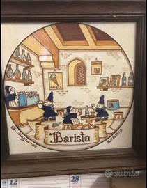 Quadretto in ceramica vintage mestiere barista