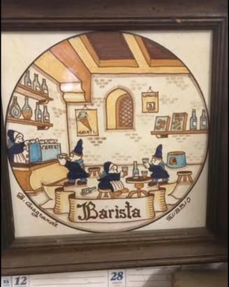 Quadretto in ceramica vintage mestiere barista