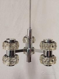 lampadario acciaio cromato anni 70 