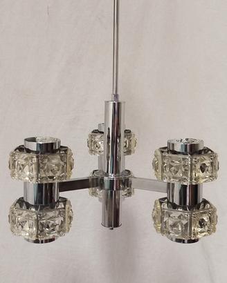 lampadario acciaio cromato anni 70 
