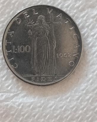Moneta da 100 lire del 1962 Vaticano 