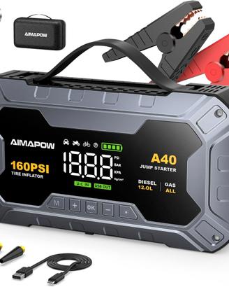 Jump Starter Auto 8000A / 27000 mAh + Compressore