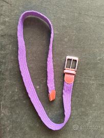 Cintura in tessuto colore viola e cuoio