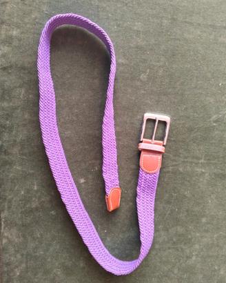 Cintura in tessuto colore viola e cuoio