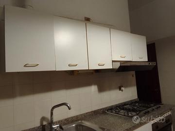 cucina lineare laminata bianca con top in granito