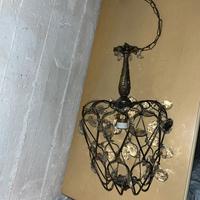 Lampadario vintage a gabbia con gocce pendenti in