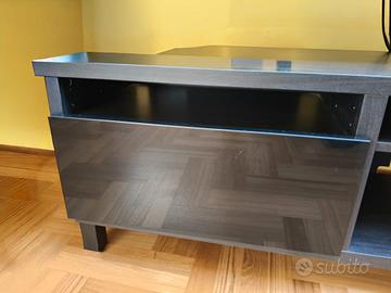 mobile tv nero, coppia di comodini