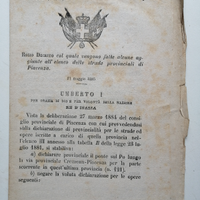 Piacenza 1885, Regio Decreto strade provinciali