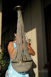 LAMPADARIO ANTICO DI CRISTALLO REGENCY TARDO 700