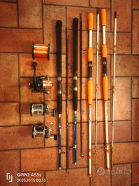 set 4 canne da pesca traina 