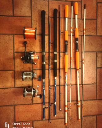 set 4 canne da pesca traina 