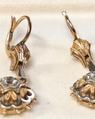 Parure vintage anello e orecchini con diamanti