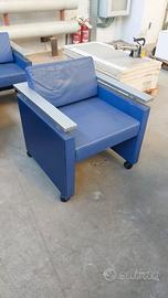 3 poltrone pelle blu