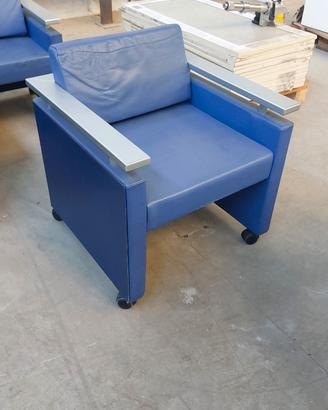 3 poltrone pelle blu