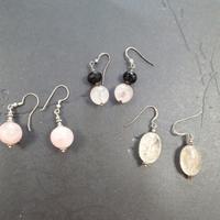 Orecchini quarzo citrino e quarzo rosa/argento