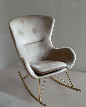 Poltrona a dondolo velluto tortora – come nuova