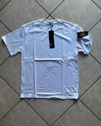 T-Shirt STONE ISLAND bianca con patch sulla manica