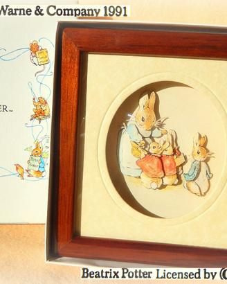 BEATRIX POTTER Vintage 1991 Quadretto coniglietti