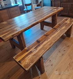 tavolo in legno massiccio + panca