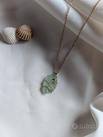 Collana stainless steel con ciondolo in vetro di m