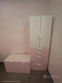 IKEA SMÅSTAD bianco/rosa pallido - Armadio + Panca