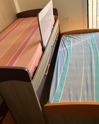 Letto singolo con secondo letto a scomparsa