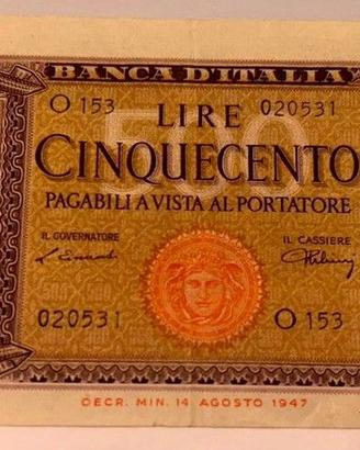 500 lire 'Italia ornata di spighe'
